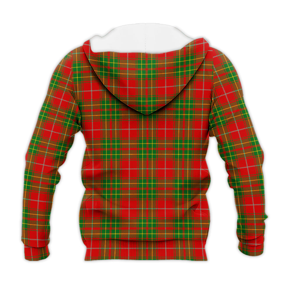 Burnett Ancient Tartan Knitted Hoodie with Family Crest