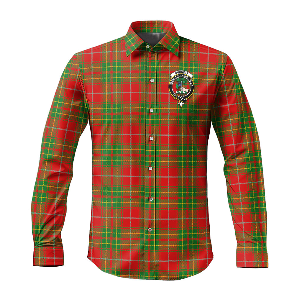 Burnett Ancient Tartan Long Sleeve Button Up Shirt with Family Crest