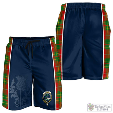 Burnett Ancient Tartan Men's Shorts with Family Crest and Scottish Thistle Vibes Sport Style