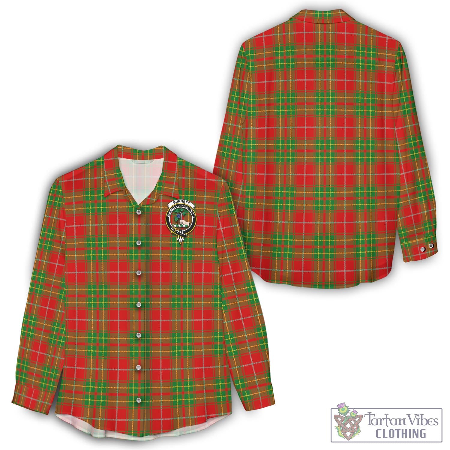 Tartan Vibes Clothing Burnett Ancient Tartan Womens Casual Shirt with Family Crest