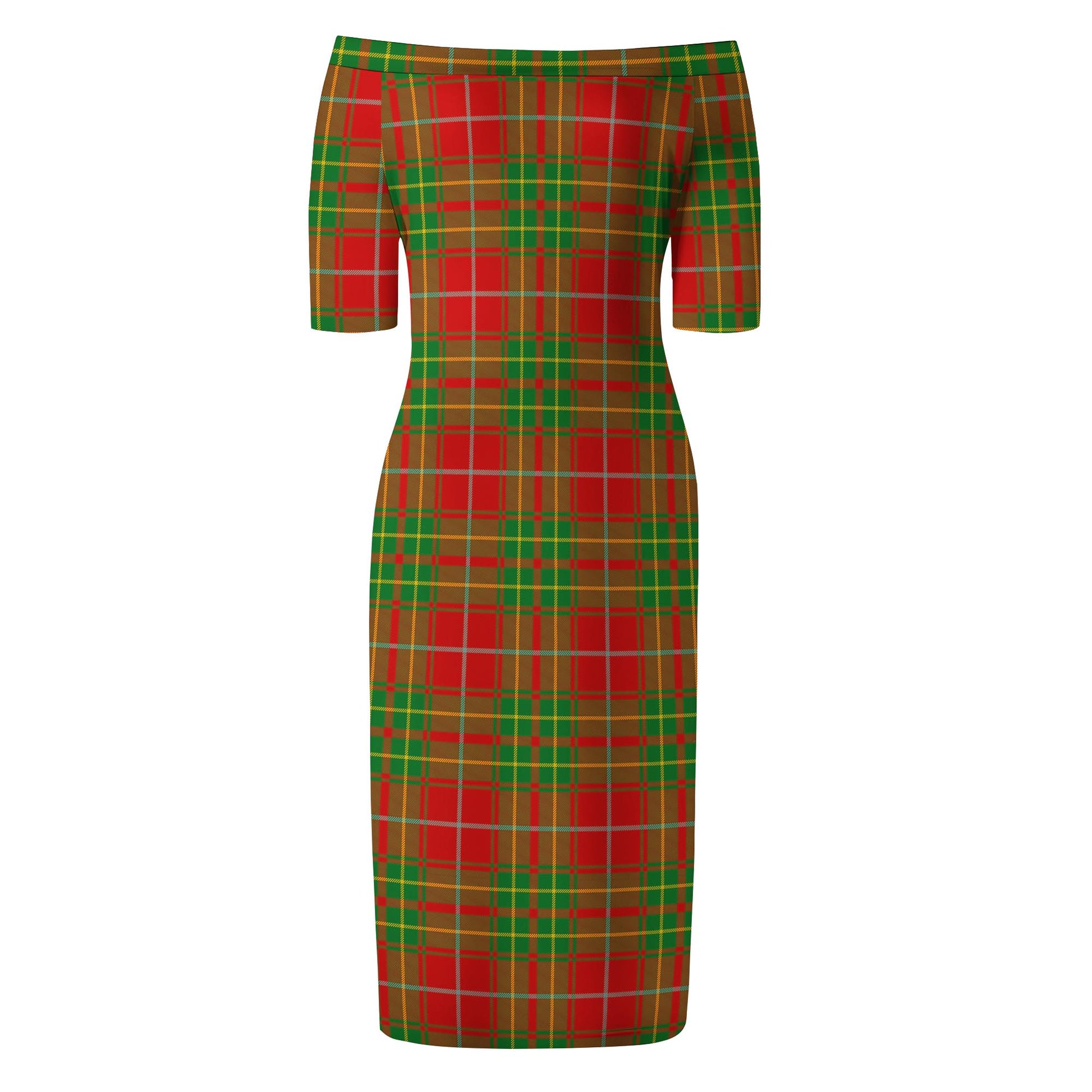 Burnett Ancient Tartan Off Shoulder Lady Dress - Tartanvibesclothing