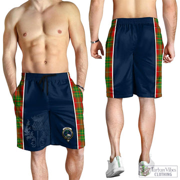 Burnett Ancient Tartan Men's Shorts with Family Crest and Scottish Thistle Vibes Sport Style