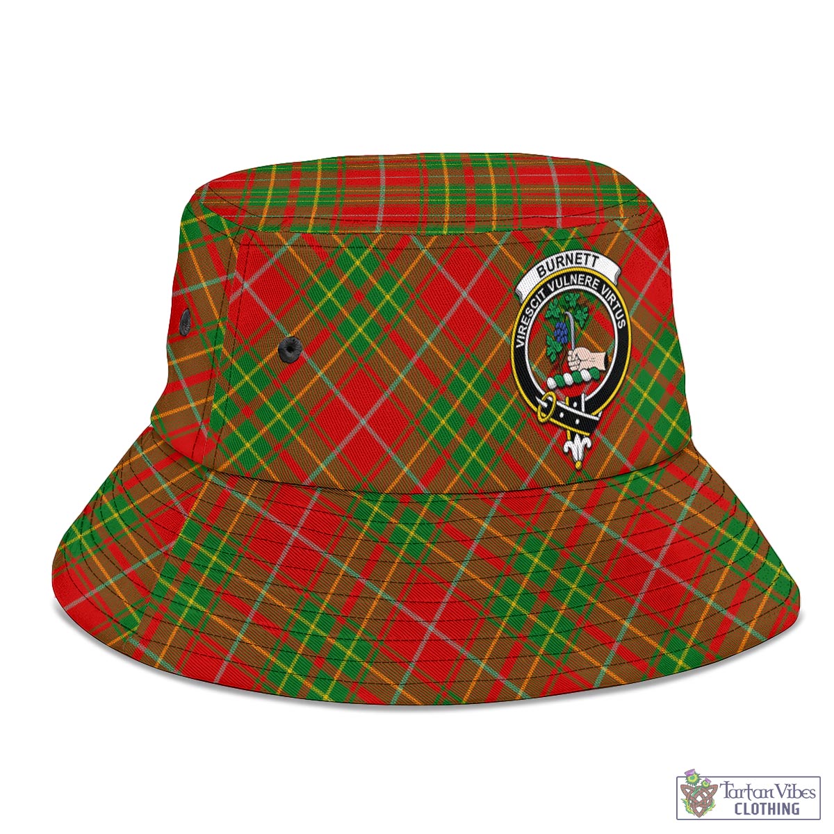 Tartan Vibes Clothing Burnett Ancient Tartan Bucket Hat with Family Crest