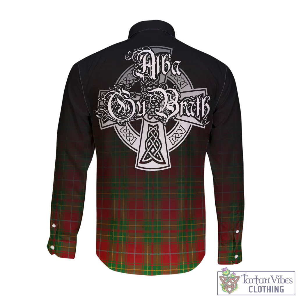 Tartan Vibes Clothing Burnett Ancient Tartan Long Sleeve Button Up Featuring Alba Gu Brath Family Crest Celtic Inspired