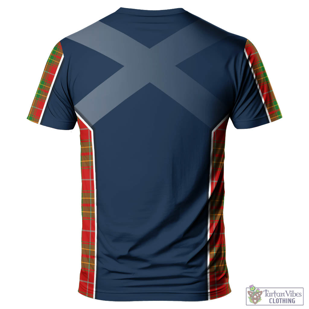 Tartan Vibes Clothing Burnett Ancient Tartan T-Shirt with Family Crest and Scottish Thistle Vibes Sport Style