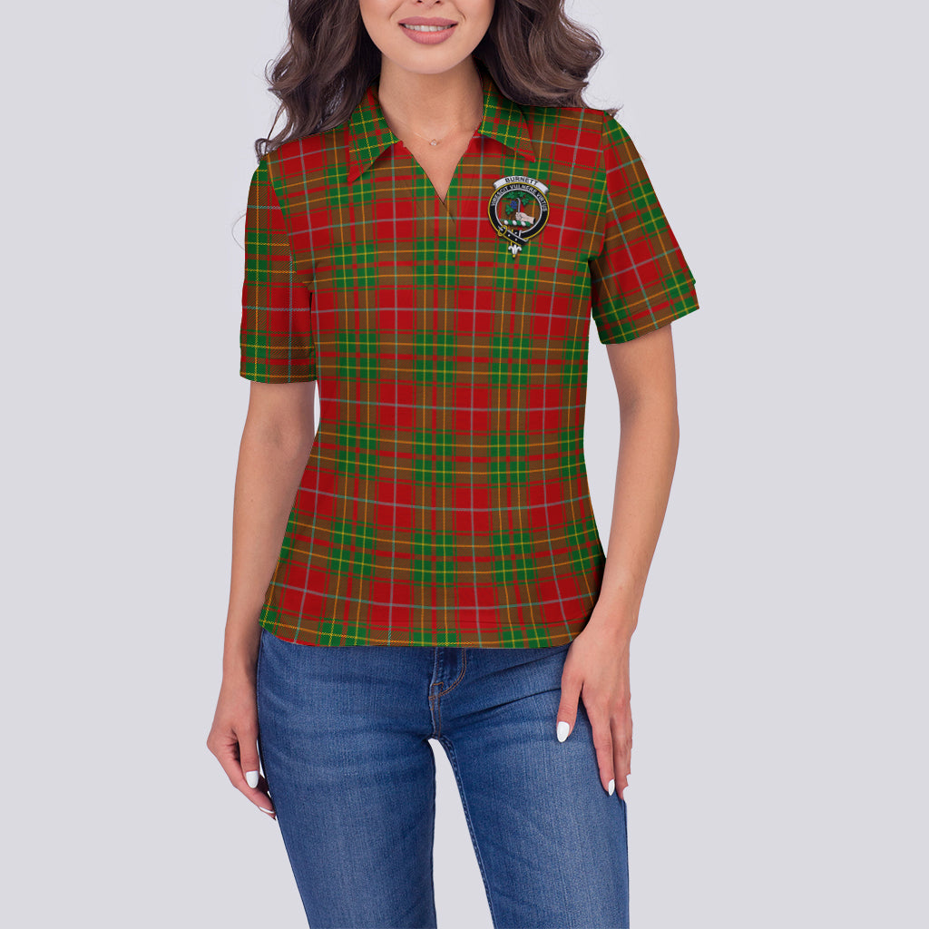 Burnett Tartan Polo Shirt with Family Crest For Women - Tartan Vibes Clothing