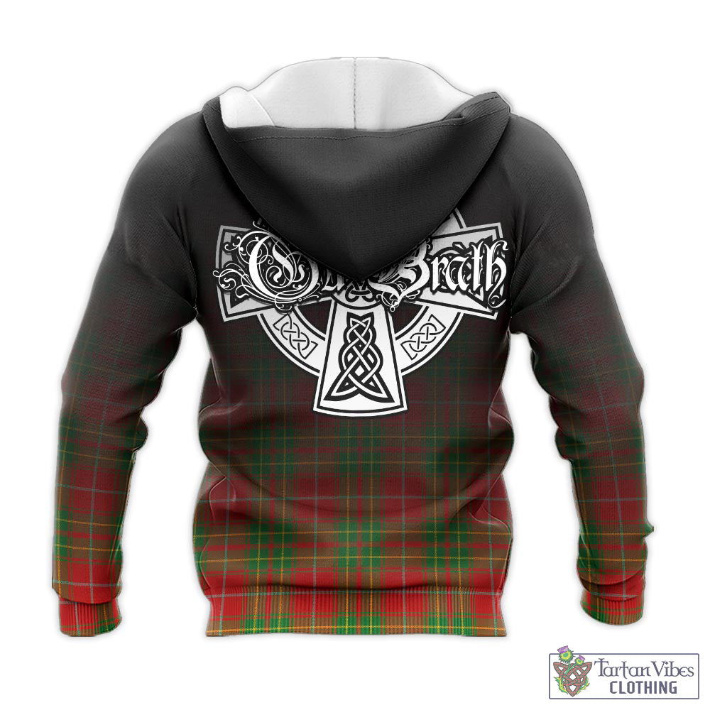 Tartan Vibes Clothing Burnett Ancient Tartan Knitted Hoodie Featuring Alba Gu Brath Family Crest Celtic Inspired