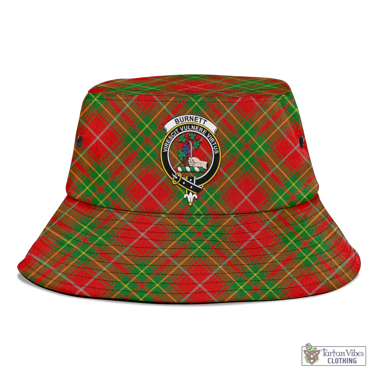 Tartan Vibes Clothing Burnett Ancient Tartan Bucket Hat with Family Crest