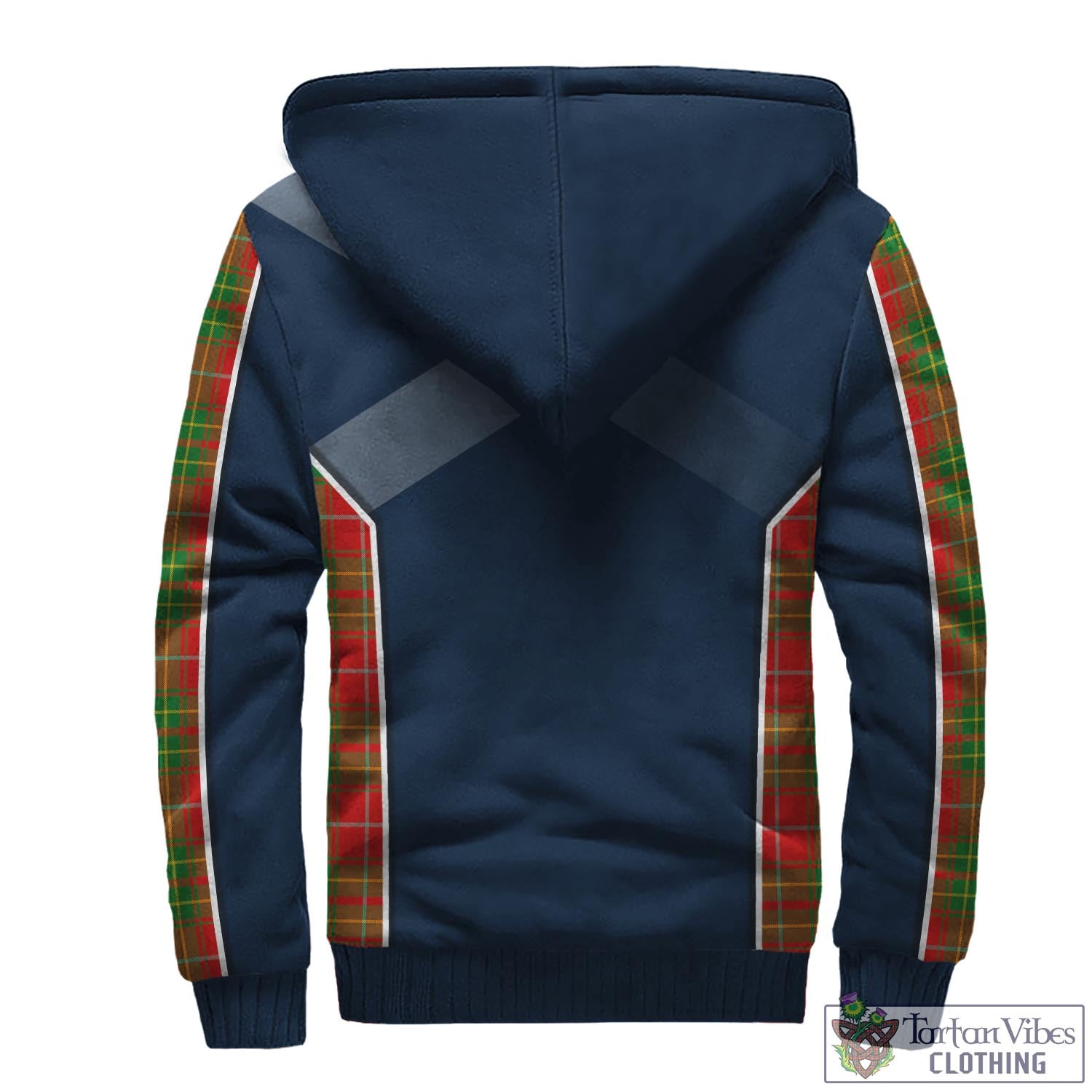 Tartan Vibes Clothing Burnett Ancient Tartan Sherpa Hoodie with Family Crest and Scottish Thistle Vibes Sport Style