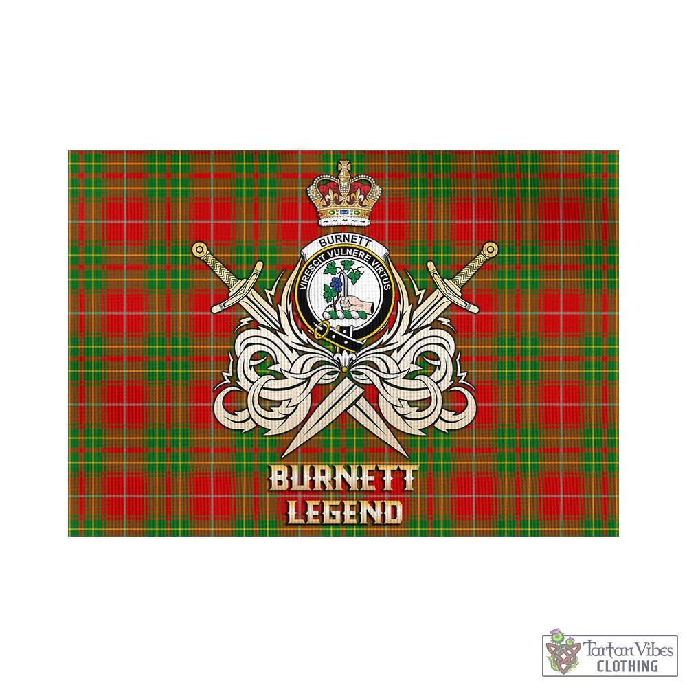Tartan Vibes Clothing Burnett Ancient Tartan Flag with Clan Crest and the Golden Sword of Courageous Legacy