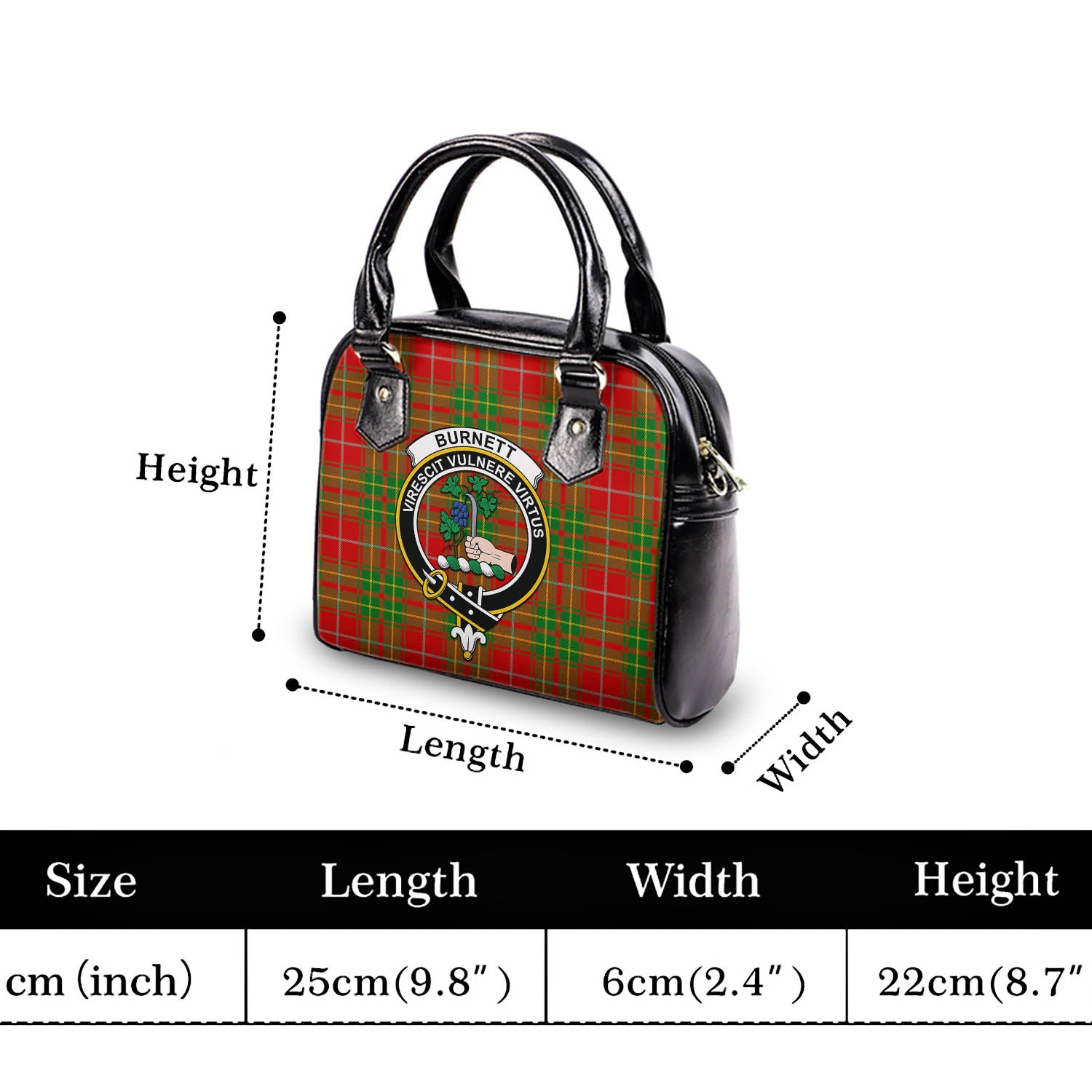 Burnett Ancient Tartan Shoulder Handbags with Family Crest - Tartanvibesclothing