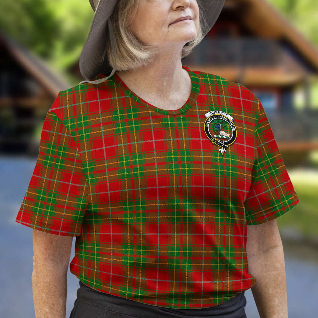 Burnett Tartan T-Shirt with Family Crest - Tartan Vibes Clothing