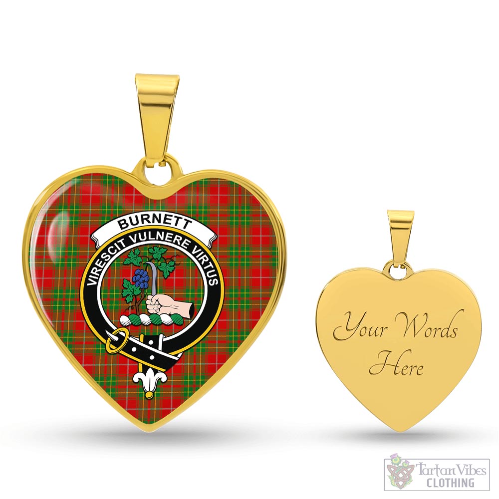 Tartan Vibes Clothing Burnett Ancient Tartan Heart Necklace with Family Crest
