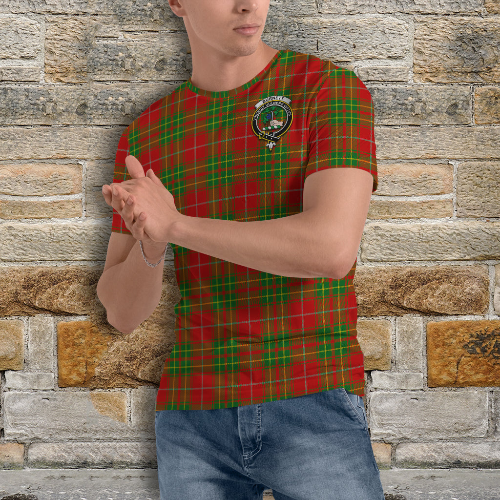 Burnett Tartan T-Shirt with Family Crest - Tartan Vibes Clothing