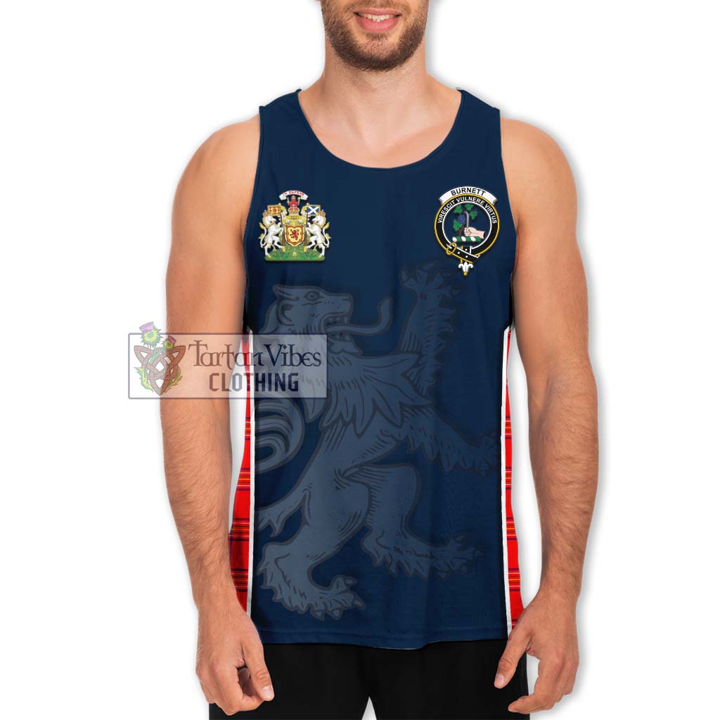 Tartan Vibes Clothing Burnett Modern Tartan Men's Tank Top with Family Crest and Lion Rampant Vibes Sport Style