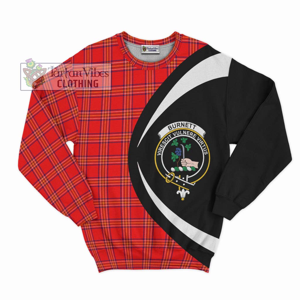 Burnett Modern Tartan Sweatshirt with Family Crest Circle Style Unisex - Tartan Vibes Clothing