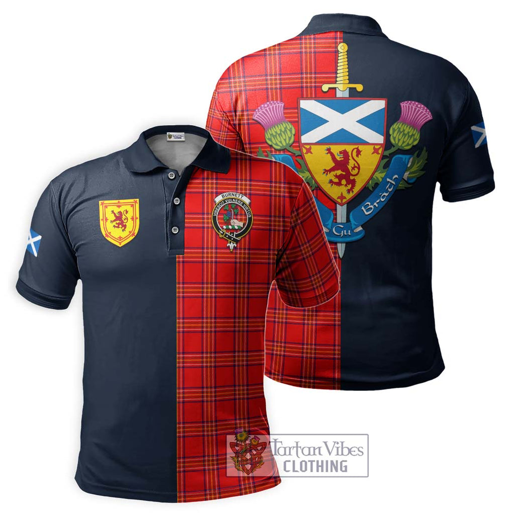 Tartan Vibes Clothing Burnett Modern Tartan Polo Shirt with Scottish Lion Royal Arm Half Style