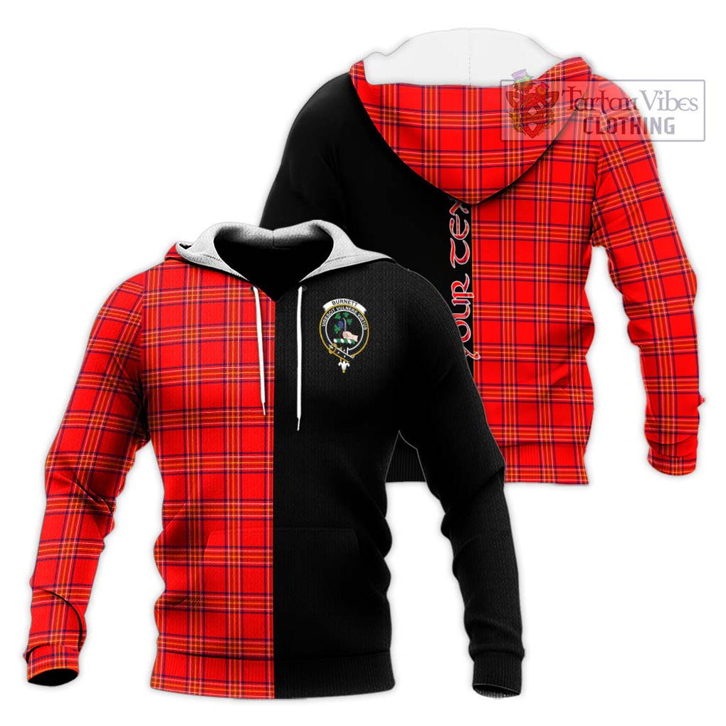 Burnett Modern Tartan Knitted Hoodie with Family Crest and Half Of Me Style Unisex Knitted Pullover Hoodie - Tartanvibesclothing Shop