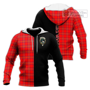 Burnett Modern Tartan Knitted Hoodie with Family Crest and Half Of Me Style