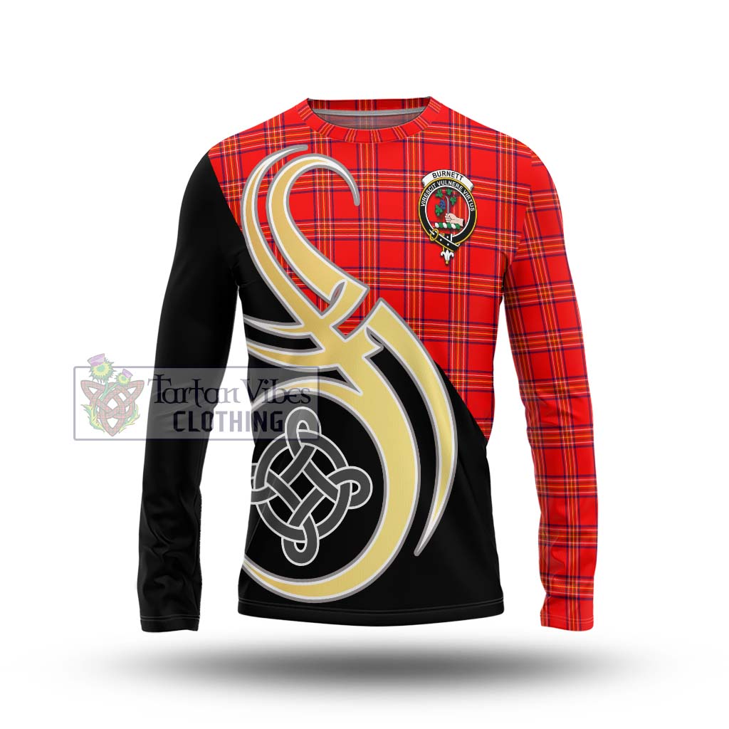 Burnett Modern Tartan Long Sleeve T-Shirt with Family Crest and Celtic Symbol Style Unisex - Tartan Vibes Clothing