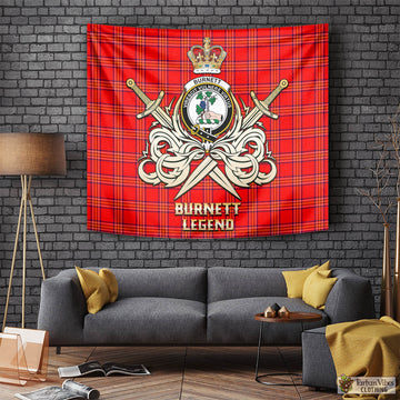 Burnett Modern Tartan Tapestry with Clan Crest and the Golden Sword of Courageous Legacy