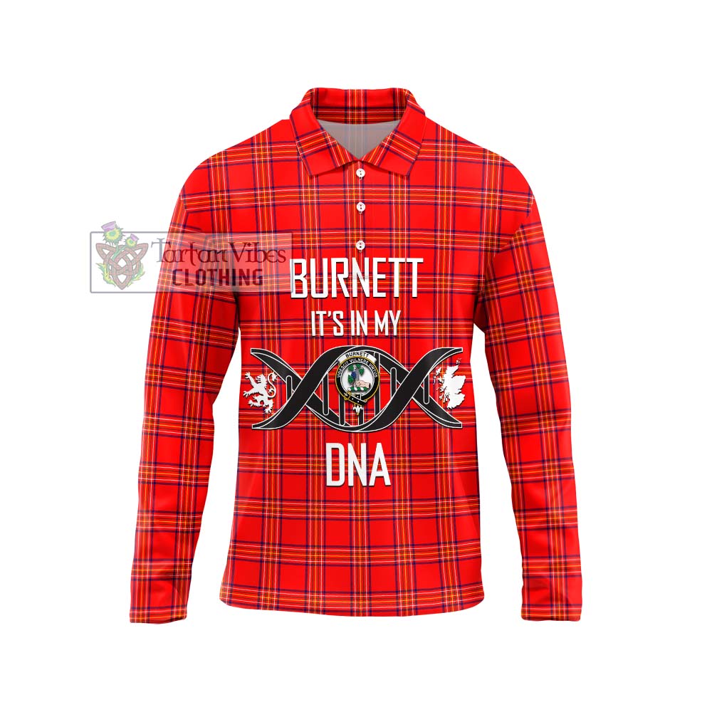 Tartan Vibes Clothing Burnett Modern Tartan Long Sleeve Polo Shirt with Family Crest DNA In Me Style