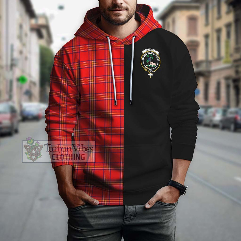 Burnett Modern Tartan Hoodie with Family Crest and Half Of Me Style Zip Hoodie - Tartanvibesclothing Shop