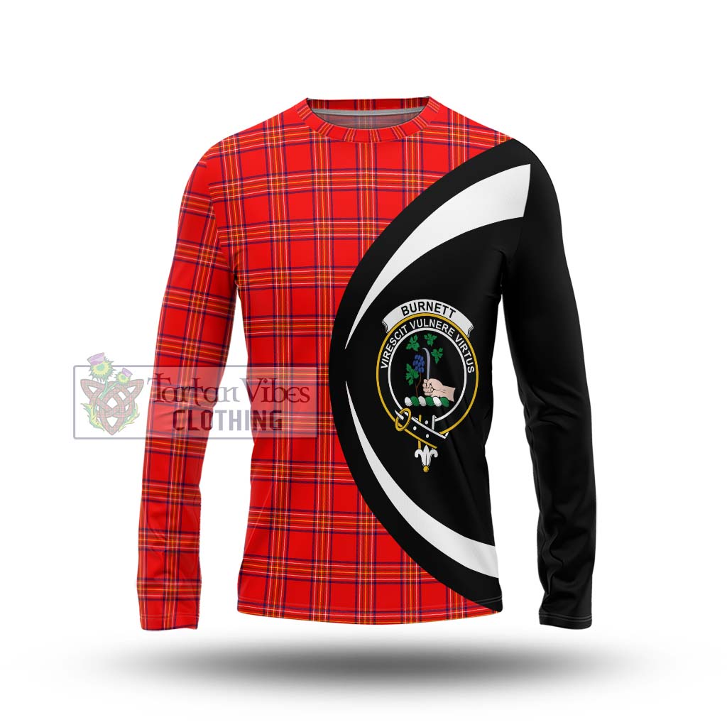 Burnett Modern Tartan Long Sleeve T-Shirt with Family Crest Circle Style Unisex - Tartan Vibes Clothing