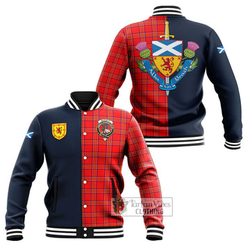 Burnett Modern Tartan Baseball Jacket Alba with Scottish Lion Royal Arm Half Style