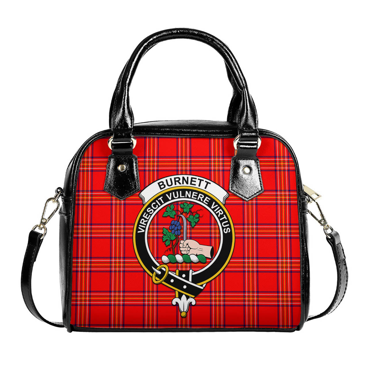Burnett Modern Tartan Shoulder Handbags with Family Crest One Size 6*25*22 cm - Tartanvibesclothing