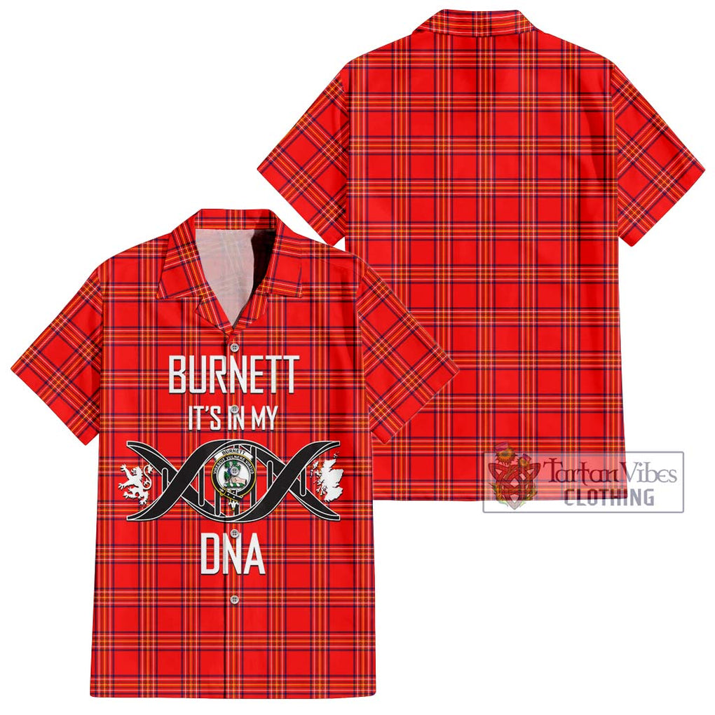 Burnett Modern Tartan Short Sleeve Button Shirt with Family Crest DNA In Me Style Kid - Tartanvibesclothing Shop