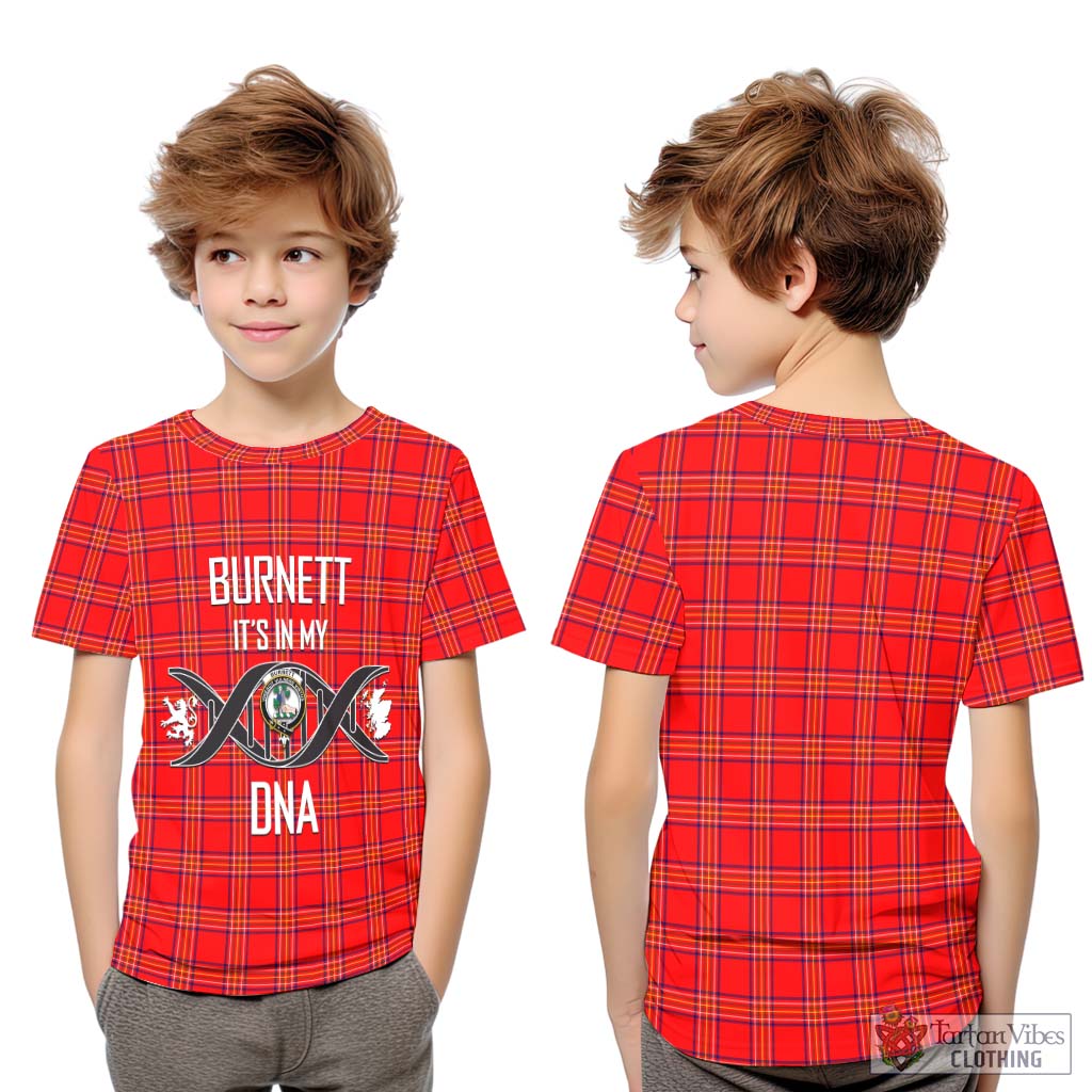 Tartan Vibes Clothing Burnett Modern Tartan Kid T-Shirt with Family Crest DNA In Me Style