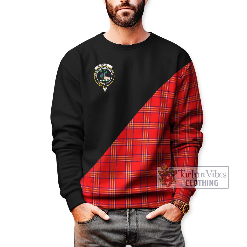 Tartan Vibes Clothing Burnett Modern Tartan Sweatshirt with Family Crest and Military Logo Style