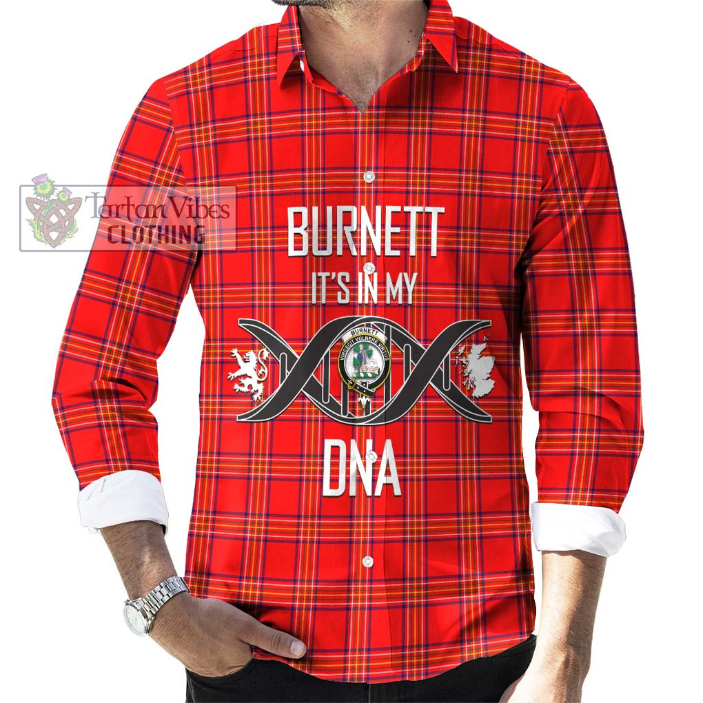 Burnett Modern Tartan Long Sleeve Button Shirt with Family Crest DNA In Me Style Men's Shirt S - Tartanvibesclothing Shop