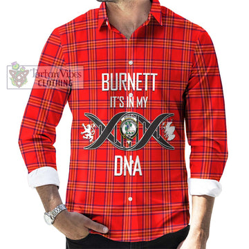 Burnett Modern Tartan Long Sleeve Button Shirt with Family Crest DNA In Me Style