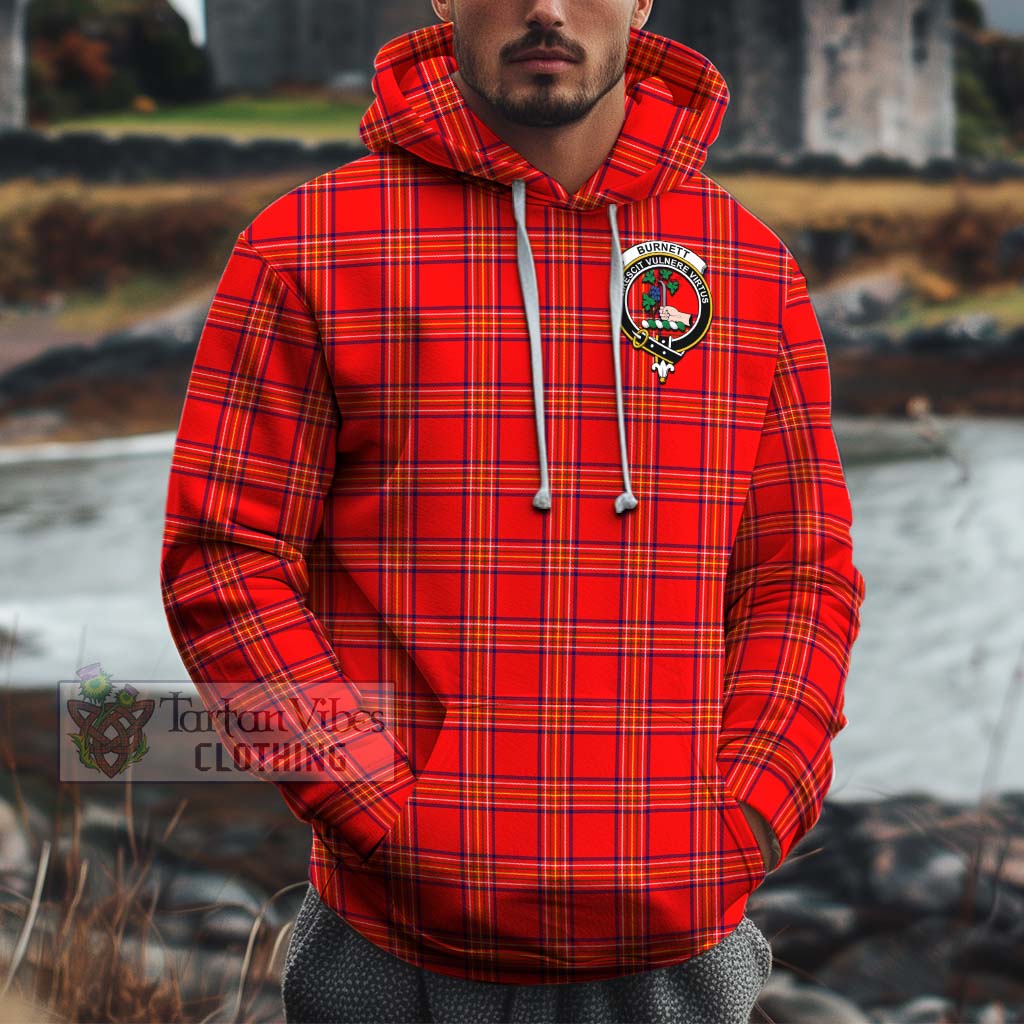 Tartan Vibes Clothing Burnett Modern Tartan Cotton Hoodie with Family Crest