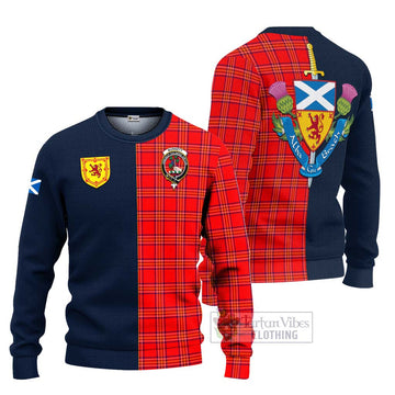 Burnett Modern Tartan Ugly Sweater with Scottish Lion Royal Arm Half Style