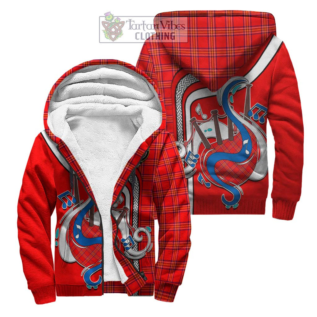 Burnett Modern Tartan Sherpa Hoodie with Epic Bagpipe Style Unisex S - Tartanvibesclothing Shop