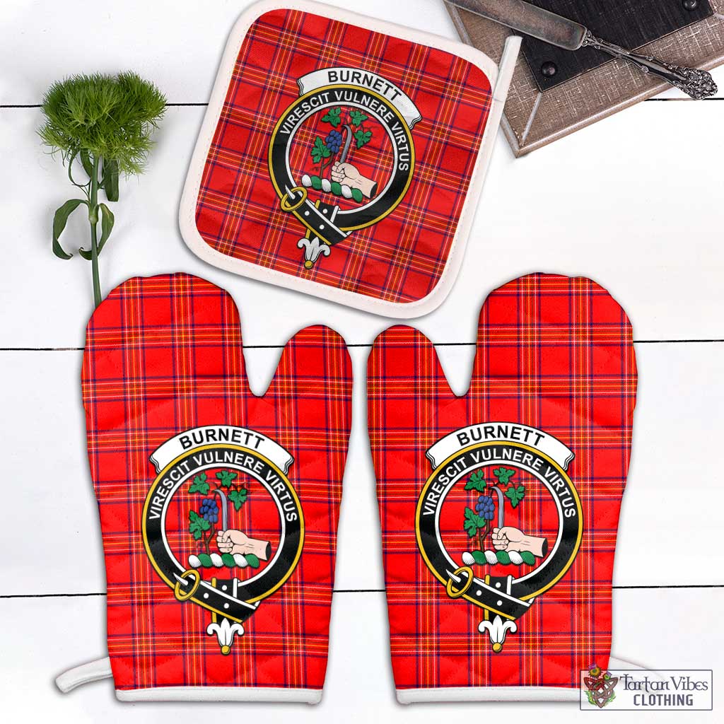 Tartan Vibes Clothing Burnett Modern Tartan Combo Oven Mitt & Pot-Holder with Family Crest