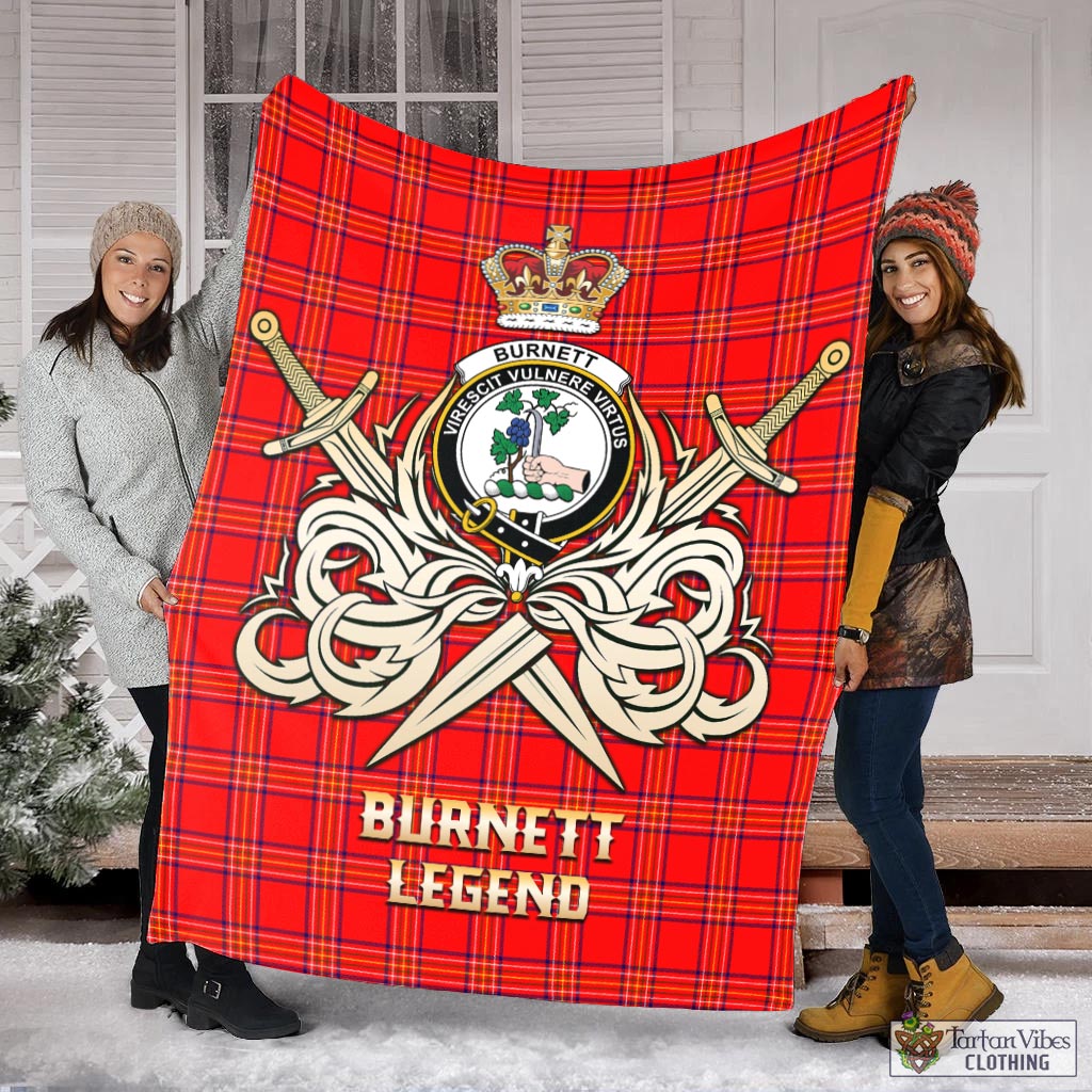 Tartan Vibes Clothing Burnett Modern Tartan Blanket with Clan Crest and the Golden Sword of Courageous Legacy