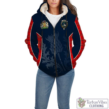 Burnett Modern Tartan Sherpa Hoodie with Family Crest and Scottish Thistle Vibes Sport Style