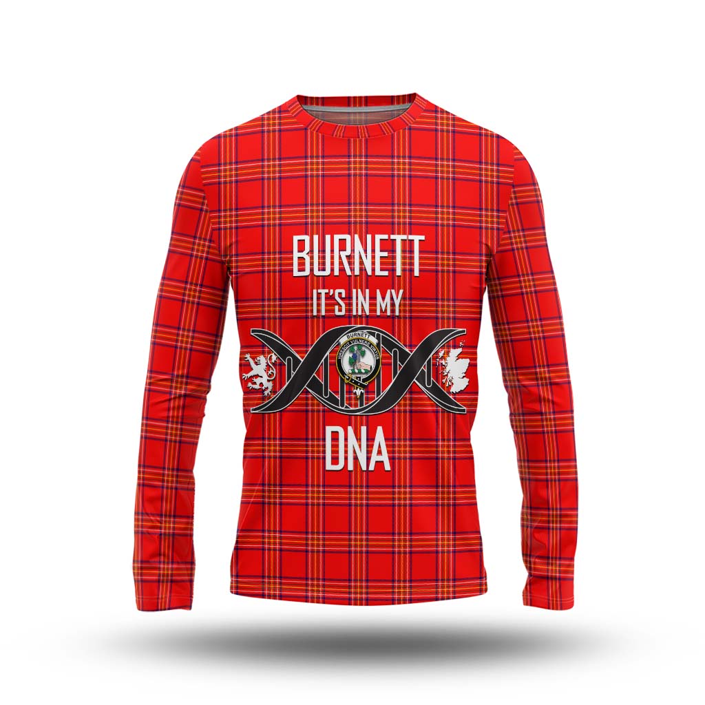 Tartan Vibes Clothing Burnett Modern Tartan Long Sleeve T-Shirt with Family Crest DNA In Me Style