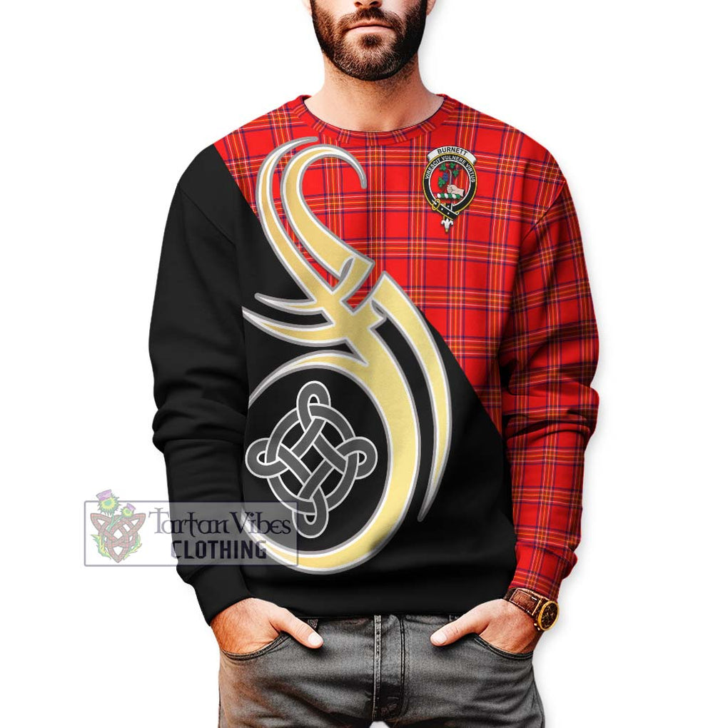 Burnett Modern Tartan Sweatshirt with Family Crest and Celtic Symbol Style Unisex - Tartan Vibes Clothing