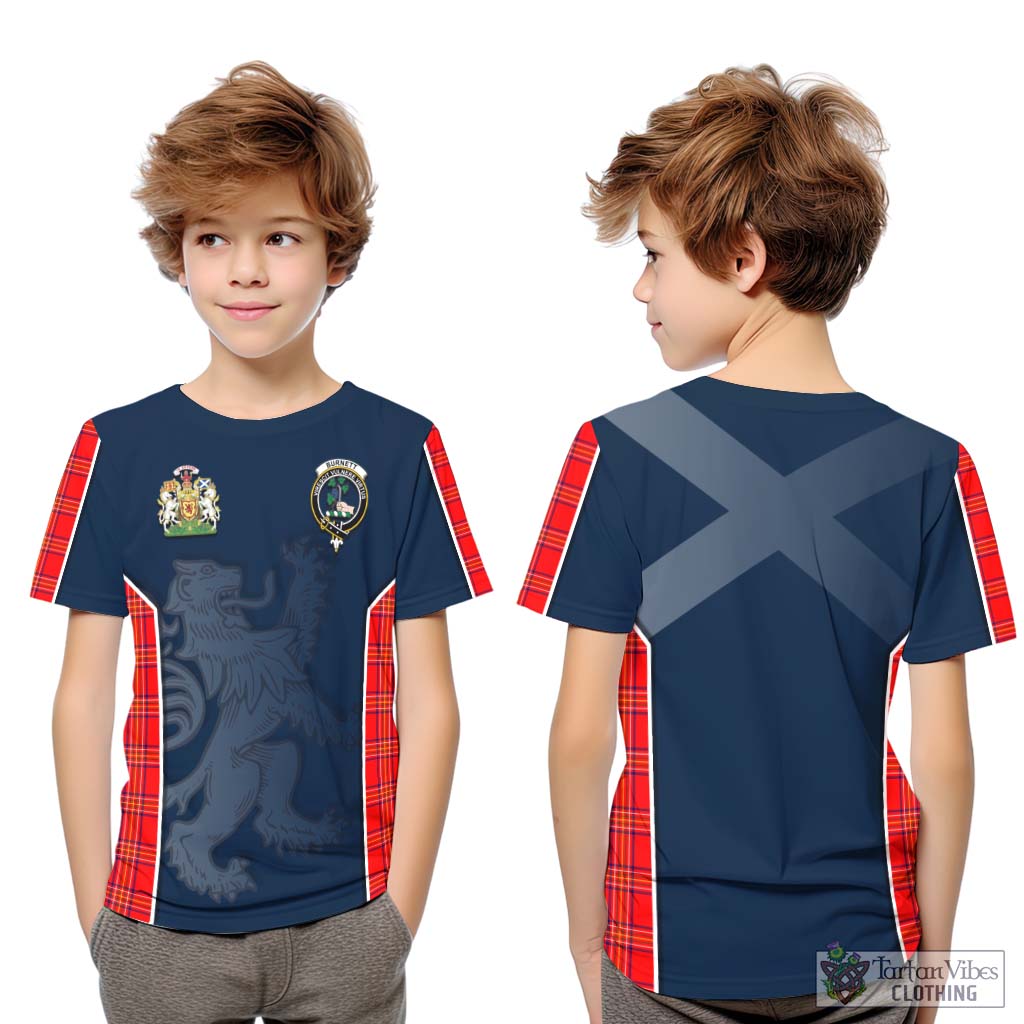 Tartan Vibes Clothing Burnett Modern Tartan Kid T-Shirt with Family Crest and Lion Rampant Vibes Sport Style