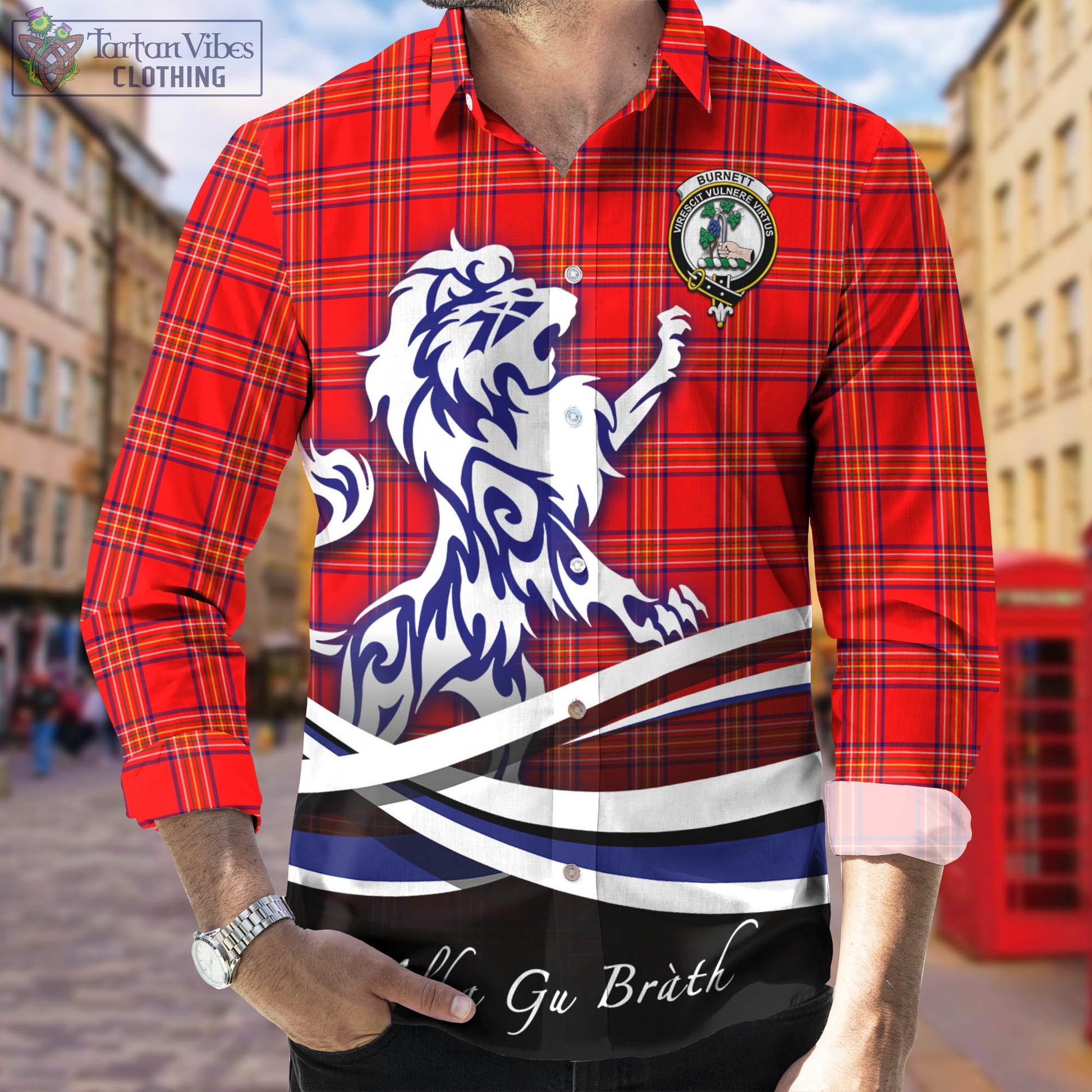 burnett-modern-tartan-long-sleeve-button-up-shirt-with-alba-gu-brath-regal-lion-emblem