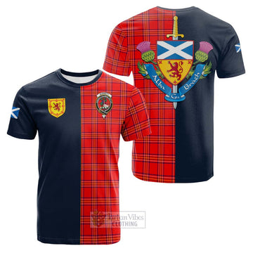 Burnett Modern Tartan Cotton T-shirt Alba with Scottish Lion Royal Arm Half Style