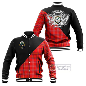 Burnett Modern Tartan Baseball Jacket with Family Crest and Military Logo Style