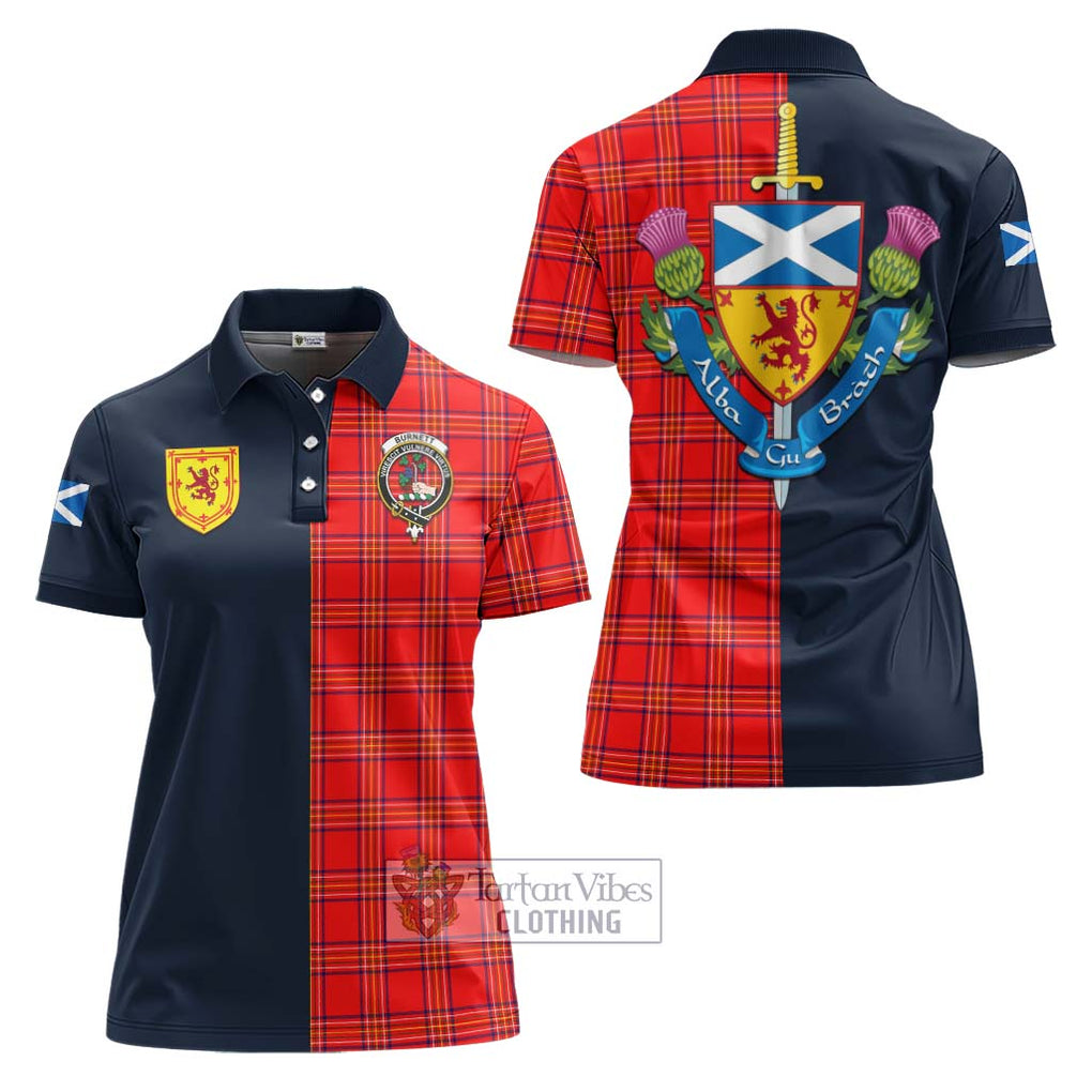 Tartan Vibes Clothing Burnett Modern Tartan Women's Polo Shirt with Scottish Lion Royal Arm Half Style