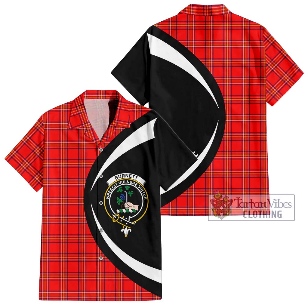 Burnett Modern Tartan Short Sleeve Button Up with Family Crest Circle Style Kid - Tartan Vibes Clothing