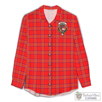 Burnett Modern Tartan Womens Casual Shirt with Family Crest